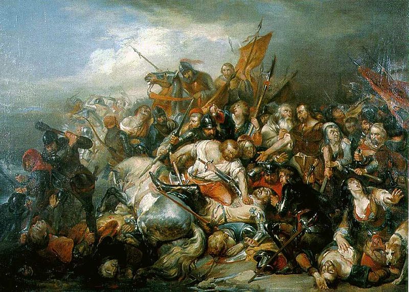 Battle of Courtrai (or the Golden Spurs), 11 July 1302, painted 1836 by Nicaise de Keyser (1813-1887) Kortrijk Museum.